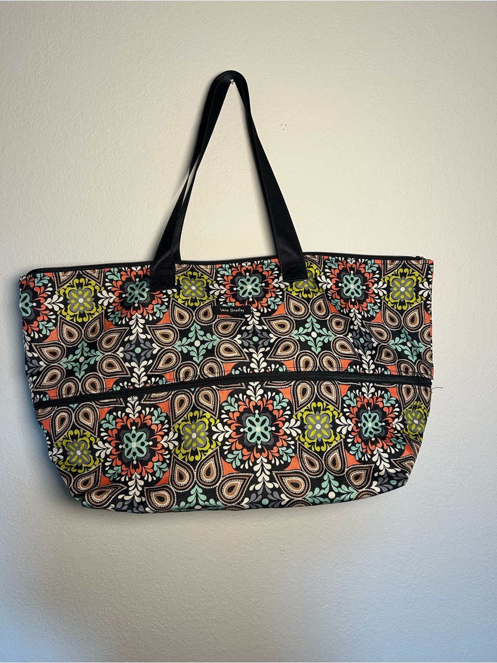 Vera Bradley Black Multicolor Floral Pattern Tote